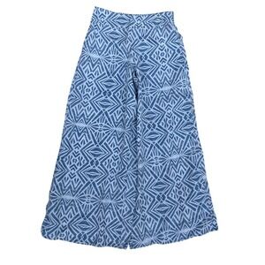 Mossimo Women Blue White Geometric‎ Print Wide Leg Lyocell Palazzo Pants Small